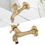 Vintage Solid Brass Single Handle Faucet for Washing Machine Wall Mounted Water Tap (Long)
