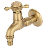 Vintage Solid Brass Single Handle Faucet for Washing Machine Wall Mounted Water Tap (Short)