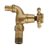 Vintage Solid Brass Single Handle Faucet for Washing Machine Wall Mounted Water Tap (Short)