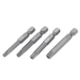 12Pcs Chrome Vanadium Steel 1/4in Hex Shank T5-T40 Magnetic Security Star Screwdriver Bits
