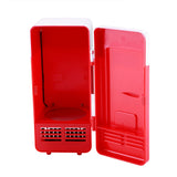 LED Mini USB Refrigerator USB Refrigerator Drinks Beverage Cans Refrigerator and Heater Red