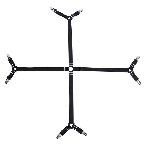 Elastic Crisscross Bed Mattress Sheet Straps Clips Triangle Grippers Holder Fasteners Black
