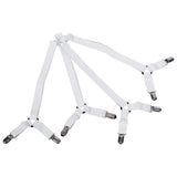 Elastic Crisscross Bed Mattress Sheet Straps Clips Triangle Grippers Holder Fasteners White