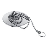 Chrome Kitchen Sink Bathroom Bathtub Drain Cover Stopper Solid Metal Waste Plug With Chain