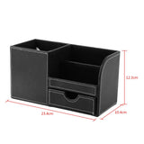 1Pc Wooden Leather Multifunction Desk Stationery Organizer Storage Box Pen Pencil Holder Case