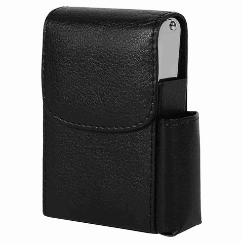 Cigarette Case PU Leather Smoke Tobacco Pouch Lighter Holder Storage Box Container Black In Australia - Darrahopens