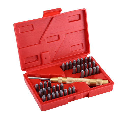 38pc Automatic Letter Number Stamping Metal Punch Stamp Set Tool Kit for Plastics Leather Mark In Australia - Darrahopens