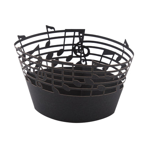 50Pcs Cupcake Papper Wrapper Musical Notes Hollow Out Wedding Birthday Party Decoration Black In Australia - Darrahopens