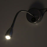 Silver LED Wall Lamps Flexible Gooseneck Bedroom Bedside Reading Light Warm White (Type 2)