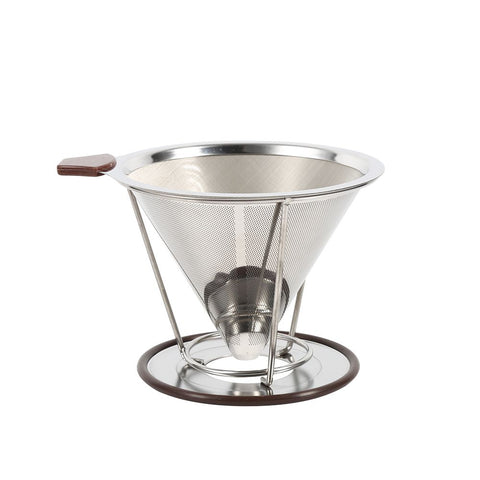 1x Portable 304 Stainless Steel Drip Dripper Double Layer Mesh Coffee Cone Filter Holder Infuse In Australia - Darrahopens