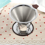 1x Portable 304 Stainless Steel Drip Dripper Double Layer Mesh Coffee Cone Filter Holder Infuse In Australia - Darrahopens