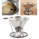 1x Portable 304 Stainless Steel Drip Dripper Double Layer Mesh Coffee Cone Filter Holder Infuse In Australia - Darrahopens