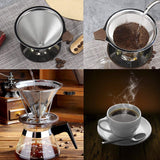 1x Portable 304 Stainless Steel Drip Dripper Double Layer Mesh Coffee Cone Filter Holder Infuse