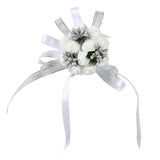 Beautiful Hand Ribbon Flower Bridal Bridesmaid Wrist Corsage Prom Wedding Decorations (Silver) In Australia - Darrahopens