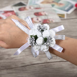 Beautiful Hand Ribbon Flower Bridal Bridesmaid Wrist Corsage Prom Wedding Decorations (Silver) In Australia - Darrahopens