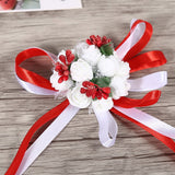 Beautiful Hand Ribbon Flower Bridal Bridesmaid Wrist Corsage Prom Wedding Decorations (Red) In Australia - Darrahopens