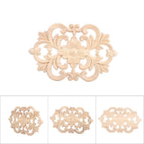 1Pc Wood Carved Onlay Applique Unpainted Furniture for Home Door Cabinet Decoration (22 x 14cm)