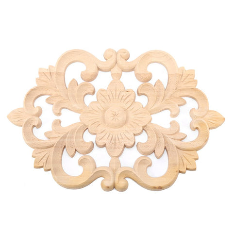 1Pc Wood Carved Onlay Applique Unpainted Furniture for Home Door Cabinet Decoration (30 x 19cm) In Australia - Darrahopens