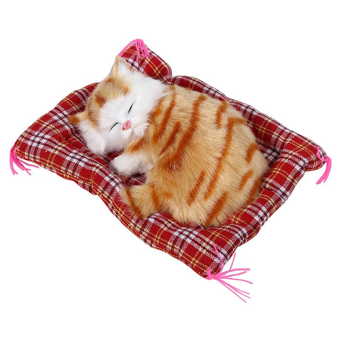 Super Cute Simulation Sounding Sleeping Kittens Cats Plush Toys Doll Christmas Gift Yellow