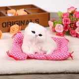 Super Cute Mini Simulation Sounding Sitting Kittens Cats Plush Toys Doll Christmas Gift White In Australia - Darrahopens