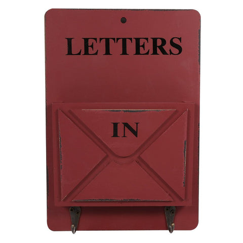 Wood Mail Letter Rack Key Holder Wall Storage Creative Home Decoration with Hook Hanger Red In Australia - Darrahopens