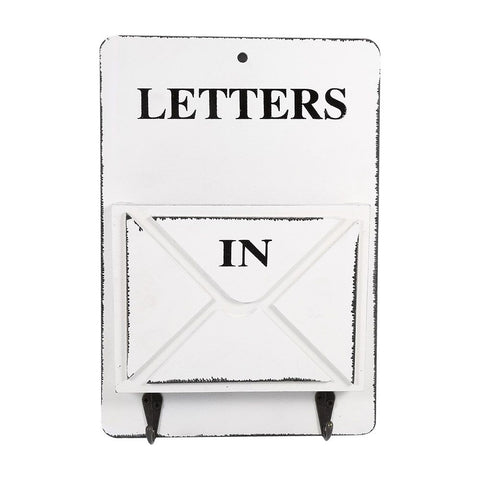 Wood Mail Letter Rack Key Holder Wall Storage Creative Home Decoration with Hook Hanger White In Australia - Darrahopens