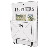 Wood Mail Letter Rack Key Holder Wall Storage Creative Home Decoration with Hook Hanger White In Australia - Darrahopens