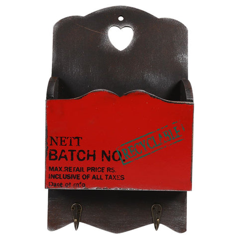 Wood Mail Letter Rack Key Holder Wall Storage Creative Home Decoration with Hook Hanger Red In Australia - Darrahopens