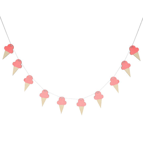 10Pcs Ice Cream Shape Wooden Hanging Garland Nursery Children Bedroom Wall Decorations (Pink) In Australia - Darrahopens
