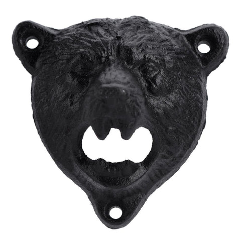 1Pc Cast Iron Bear Shape Wall Mounted Beer Soda Glass Bottle Cap Opener Kitchen Bar Tools Hot