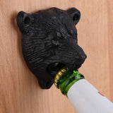 1Pc Cast Iron Bear Shape Wall Mounted Beer Soda Glass Bottle Cap Opener Kitchen Bar Tools Hot