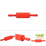 New NOn stick Silicone Rolling Pin Pastry Dough Roller Baking Tool with Plastic Handle Red