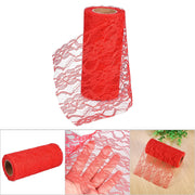 10 Yard Long Wedding Party Decoration Table Runner Chair Sash Floral Lace Tulle Roll (Red)