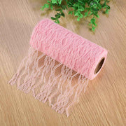 10 Yard Long Wedding Party Decoration Table Runner Chair Sash Floral Lace Tulle Roll (Pink) In Australia - Darrahopens
