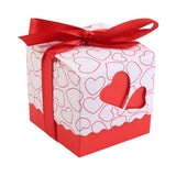 50Pcs Square Shape Wedding Birthday Party Favor Chocolate Candy Gift Boxes with Ribbon Red In Australia - Darrahopens