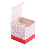 50Pcs Square Shape Wedding Birthday Party Favor Chocolate Candy Gift Boxes with Ribbon Red
