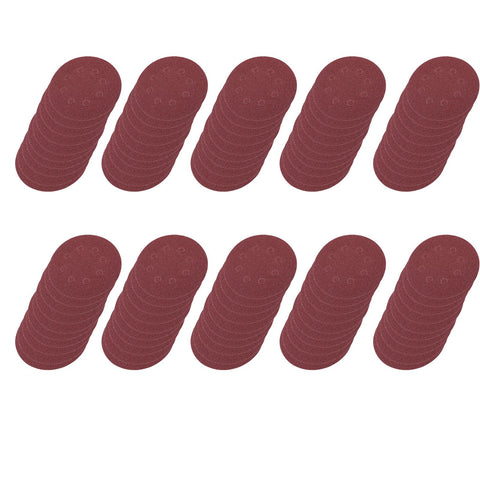 100pcs 8 Holes 5" Round Polishing Sandpaper Discs Sanding Sheet 60/80/100/120/240 Grit