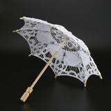 Lady Wedding Lace Umbrella Parasol Sun Umbrellas Party Bridal Photo Taking Decor(White Small)