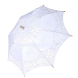 Lady Wedding Lace Umbrella Parasol Sun Umbrellas Party Bridal Photo Taking Decor(White Large)