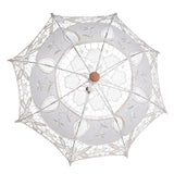 Lady Wedding Lace Umbrella Parasol Sun Umbrellas Party Bridal Photo Taking Decor(Ivory Large)