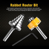 1/2"H - 1/4" Shank Rabbet Router Bit with 7 Bearings Set for Solid Wood Particle Board Plywood