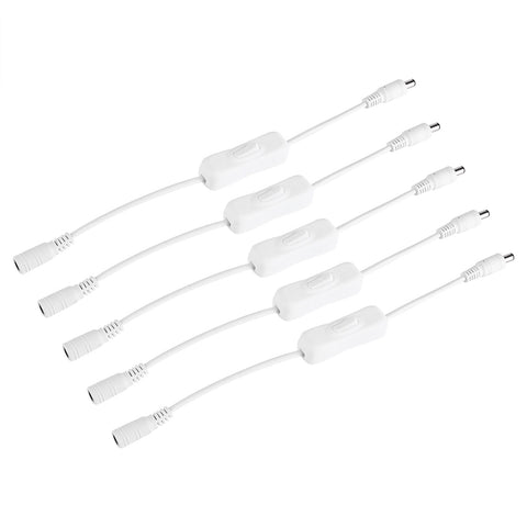 5Pcs LED Strip Light Wire Switch with Female and Male DC 12V Power Connector Plug White In Australia - Darrahopens