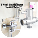 3-Way T Shape Diverter Shut Off Valve Shower Toilet Bidet Sprayer Water Adapter Chrome Color