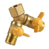 G1/2 Brass Garden Irrigation 2 Way Double Tap Hose Adapter Dual Faucet Connector