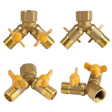 G1/2 Brass Garden Irrigation 2 Way Double Tap Hose Adapter Dual Faucet Connector
