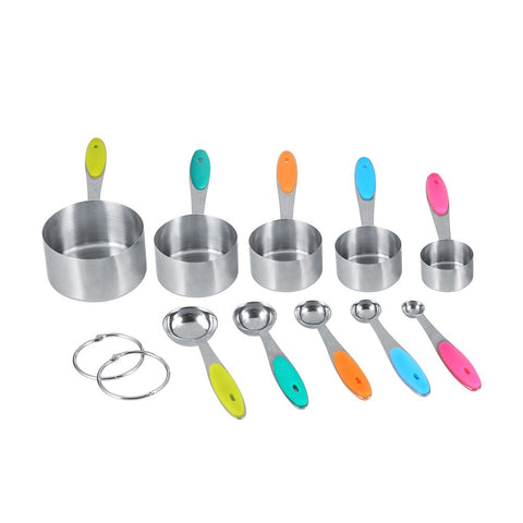 Ejoyous 10 Pieces Stainless Steel Measuring Cups and Spoons with Silicone Handle Grip Kitchen M In Australia - Darrahopens