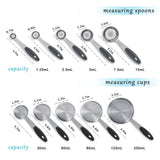 Ejoyous 10 Pieces Stainless Steel Measuring Cups and Spoons with Silicone Handle Grip Kitchen M