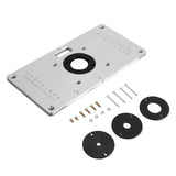 235*120*8mm Aluminum Router Table Insert Plate with 4 Rings and Screws for Woodworking Benches