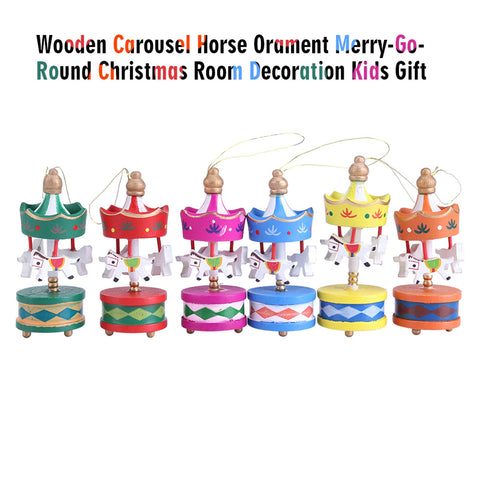 Wooden Carousel Horse Orament Merry Go Round Christmas Room Decoration Kids Gift In Australia - Darrahopens