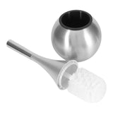 Creative Bathroom Toilet Scrub Cleaning Brush Holder Set with Stainless Steel Base (Silver)